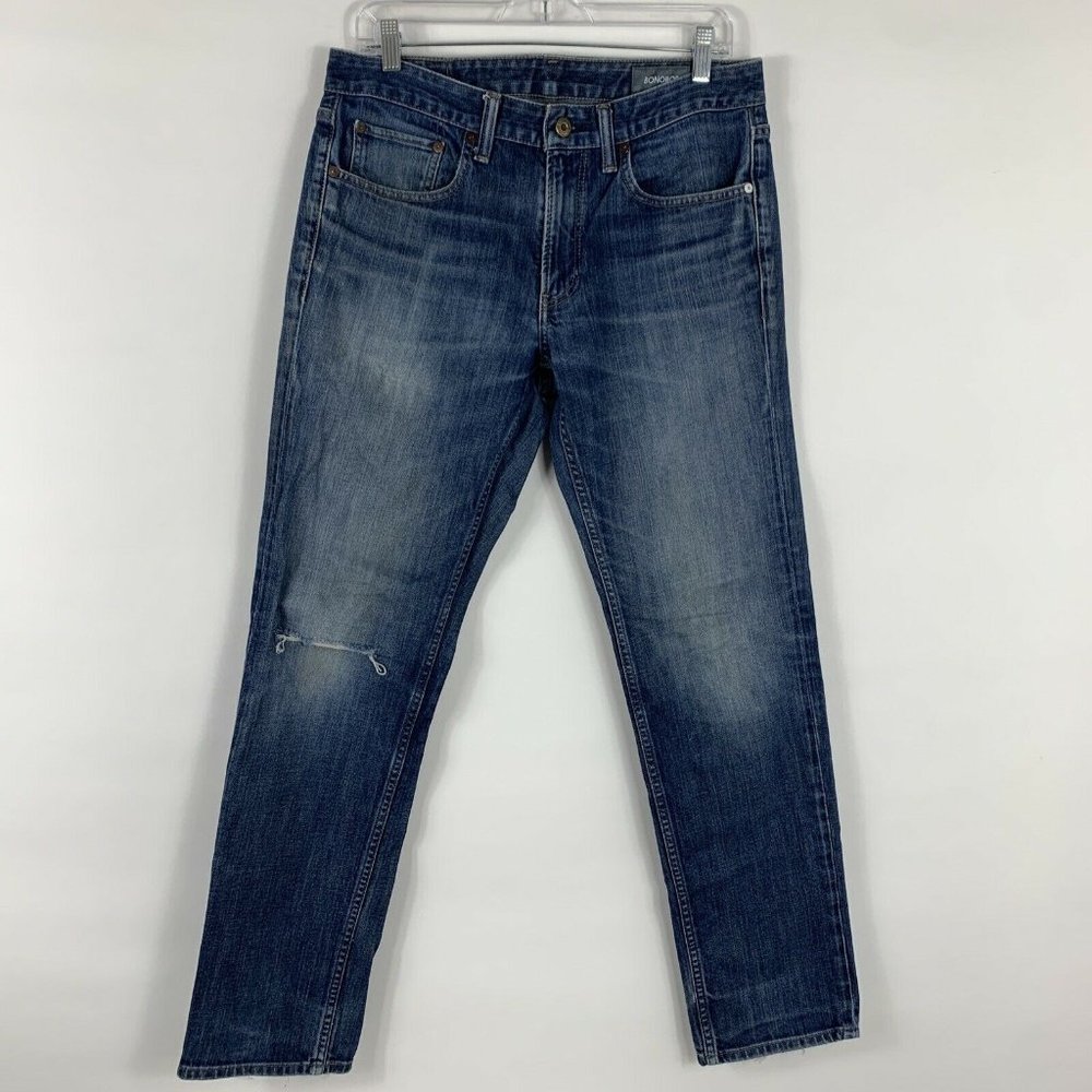 Bonobos Jeans Women’s Size 31/32 Slim Straight Mid Rise Medium Wash Distressed